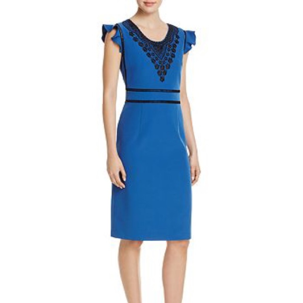 NWT Nanette Lepore Embroidered Blue Sheath Dress